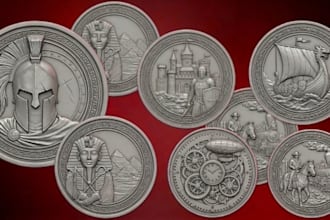 3d coin model, challenge coin, medallion, bas relief 3d trophy award stl or 3mf