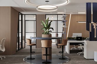 visualize 3d office interior, architectural rendering, workspace design, 2d plan