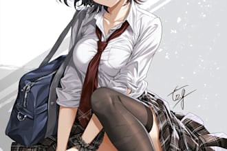 anime character an illustration and anime character