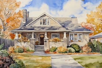 paint watercolor house portrait