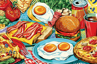 do a food pop art illustration