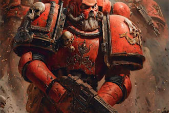 draw an epic grimdark sci fi warrior inspired by warhammer 40k