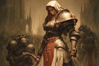 draw grimdark sci fi warrior character art inspired by dark futures
