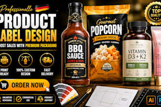 german product label popcorn bag label vitamin bottle label lip gloss tube label