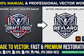 manually redraw and vectorize you ai image and fix text flaws