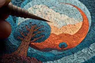 create handmade linocut art illustrations and prints