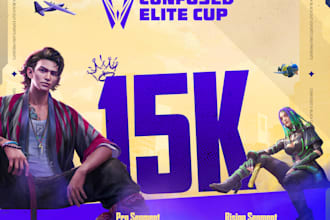 design professional esports tournament banner and full graphics package
