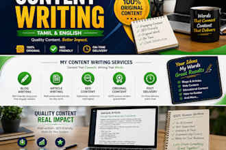 write professional tamil and english content