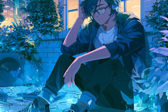 make a anime style album cover or music cover artwork