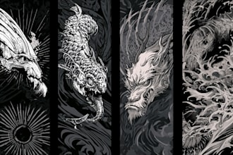 draw a detailed mythological or  tattoo sleeve