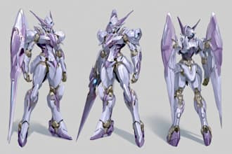 create an mecha, gundam, and robot design