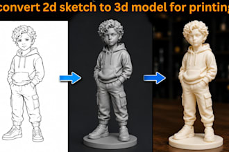 convert 2d to 3d model image to 3d,  2d image into 3d model for printing