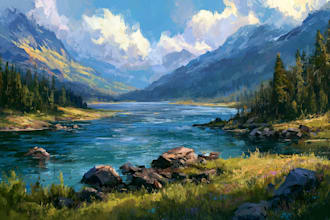 digitally oil painting landscape