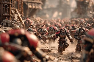 draw epic warhammer 40k inspired battle scenes and sci fi artwork