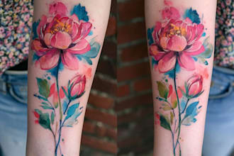 design elegant floral watercolor tattoo artwork for women and men