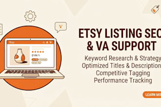 do etsy product hunting, listing optimization as etsy va