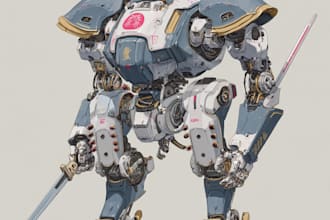 draw custom mecha robot art for you
