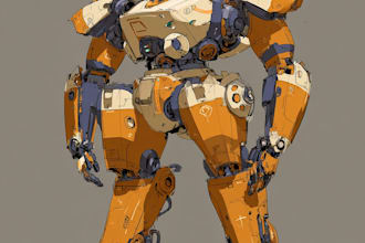 create retro mecha or scifi gundam art