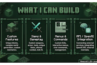 develop custom minecraft java mods with forge fabric or openai