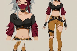 draw anime character sheet for you