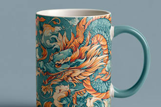 draw coffee mug design, custom mug design