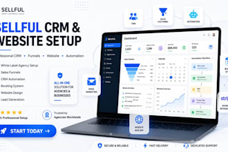 setup white label sellful website crmset CRM sales funnel automation for agency