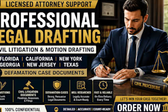 licensed florida ny nj tx civil litigation legal drafting layer defamation case
