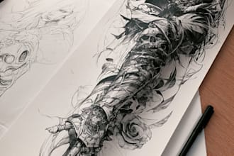 hand draw your amazing custom tattoo design
