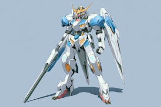 create anime inspired mecha character artwork