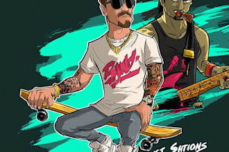 with cartoon style for your brand or band merchandise