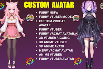 do 3d anime avatar, custom character model, vroid and gmod port