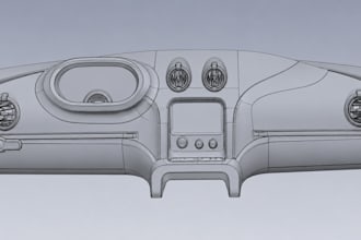do car dashboard industrial design trim custom console, door panel in solidworks