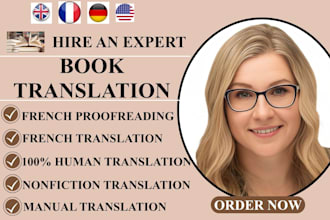 do english to french book translation, proofreading, book editor