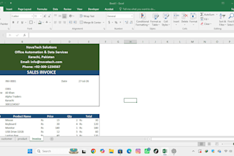 create automated excel sales invoice, billing and inventory templates