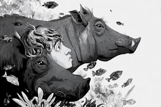 draw simple black and white illustration
