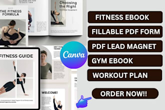 design interactive fillable PDF form, pdf lead magnet gym book, fitness workout