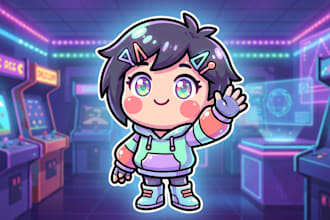 design a custom mascot character sheet for twitch, youtube