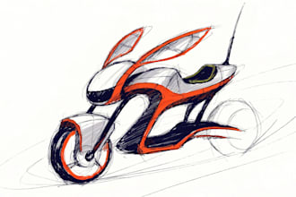 sketch a car or vehicle design concept using digital drawing