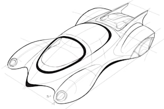 sketch a car or vehicle design concept using digital drawing