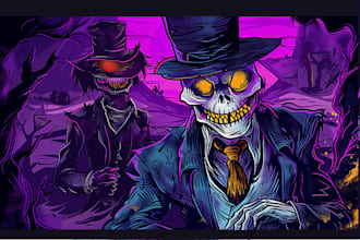 draw creepy, horror, mascot character logo