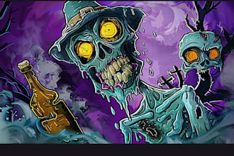 design horror characters and creepy dark illustrations