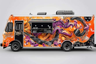 do food truck wrap, trailerwrap, car wrap, van wrap, bus wrap