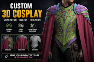 do 3d cosplay creation, cosplay armor and character modelling