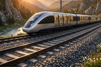 do 3d train station, 3d railway design, subway metro, train track