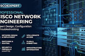 design cisco network, infrastructure, routing, switching, vlan and firewall