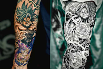 design a custom full tattoo sleeve in my style