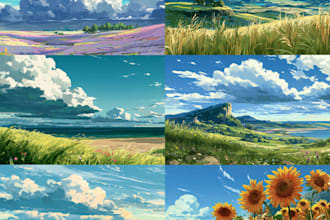 anime style character and background illustration