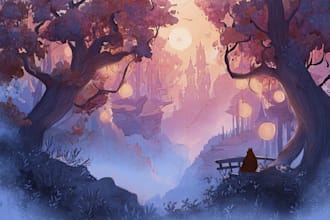 paint a magical watercolor fantasy background illustration