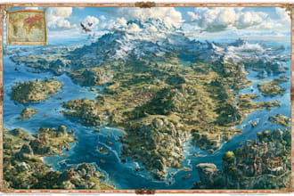 draw fantasy map or ship illustration with cool details