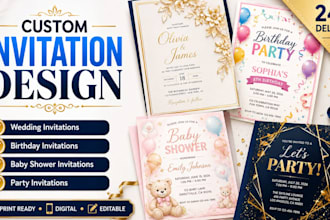 design custom wedding birthday baby shower and party invitation cards